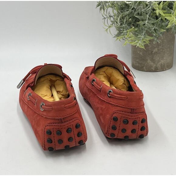 Tod's Gommino Orange Nubuck Leather Bow Detail Loafers Driving Shoe Sz 34/3 - Picture 3 of 14